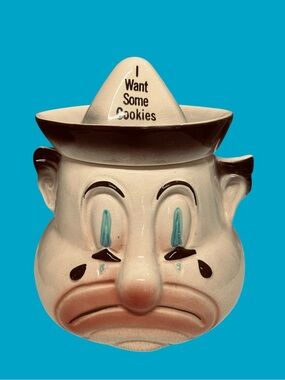 Vintage Cardinal USA Crying Clown Cookie Jar Rare Sad Face Pot